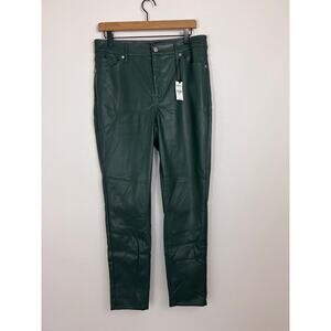 Express Faux Leather Skinny Pants Green 12R NWT High Rise Stretch Lined